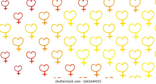 Light Yellow vector pattern with feminism elements. Abstract illustration with a depiction of women's power. Simple design for your web site.