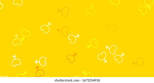 Light Yellow vector pattern with feminism elements. Colorful illustration with gradient feminism shapes. Best design to show the power of women.
