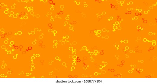 Light Yellow vector pattern with feminism elements. Abstract illustration with a depiction of women's power. Sample for your web designers.