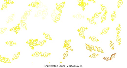 Light Yellow vector pattern with feminism elements. Illustration with signs of women's strength and power. Elegant design for wallpapers.