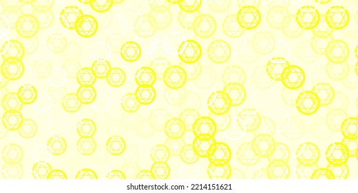 Light Yellow vector pattern with magic elements. Colorful mystic symbols with a gradient in ancient style. Best design halloween events.