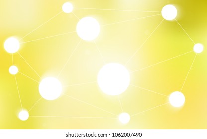 Light Yellow vector pattern with spheres, triangles. Illustration with set of colorful abstract circles and lines. Completely new template for your brand book.