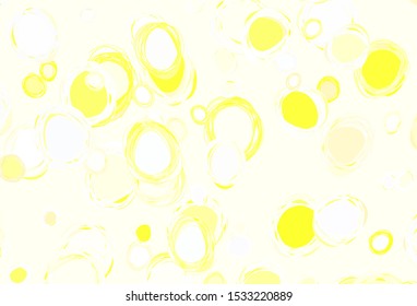 Light Yellow vector pattern with spheres. Blurred bubbles on abstract background with colorful gradient. New template for your brand book.