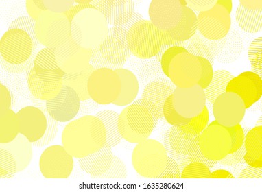 Light Yellow vector pattern with spheres. Modern abstract illustration with colorful water drops. Design for your business advert.