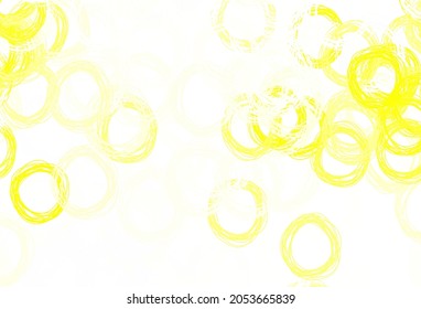 Light Yellow vector pattern with spheres. Glitter abstract illustration with blurred drops of rain. Pattern for beautiful websites.