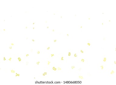 Light Yellow vector pattern with symbols of currency. Modern abstract illustration with symbols of digital money. Pattern for bank ads, posters, banners.