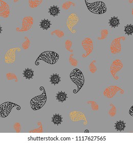 Light Yellow vector seamless abstract design with leaves and flowers. Doodle illustration of leaves and flowers in Origami style. The best blurred design for your business.