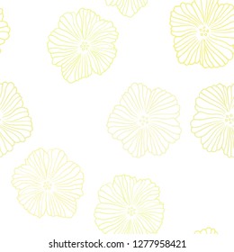 Light Yellow vector seamless abstract design with flowers. Colorful illustration in doodle style with flowers. Texture for window blinds, curtains.