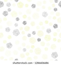 Light Yellow vector seamless abstract pattern with flowers. Illustration with colorful abstract doodle flowers. Design for wallpaper, fabric makers.