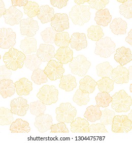 Light Yellow vector seamless abstract background with flowers. Abstract illustration with flowers in doodles style. Texture for window blinds, curtains.