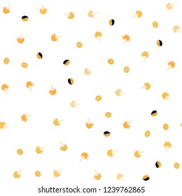 Light Yellow vector seamless background with coffee, beans. Gradient illustration with set of mugs, beans. Design for ad, poster, banner of cafes, restaurants.