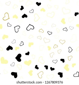 Light Yellow vector seamless background with hearts. Glitter abstract illustration with colorful hearts in romantic style. Design for ad, poster, banner of Valentine Day.