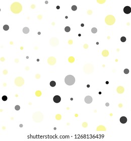 Light Yellow vector seamless background with bubbles. Glitter abstract illustration with blurred drops of rain. Pattern for design of fabric, wallpapers.