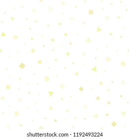 Light Yellow vector seamless cover with polygonal style with circles. Circles, lines, rhombus with colorful gradient. Pattern for design of window blinds, curtains.