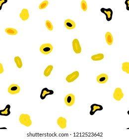 Light Yellow vector seamless cover with spots. Glitter abstract illustration with blurred drops of rain. Template for business cards, websites.