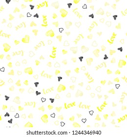 Light Yellow vector seamless cover with quote LOVE YOU, hearts. Illustration with phrase LOVE YOU, hearts for valentine's day. Design for wallpaper, fabric makers.