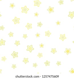 Light Yellow vector seamless cover with small and big stars. Modern geometrical abstract illustration with stars. Pattern for trendy fabric, wallpapers.