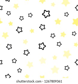 Light Yellow vector seamless cover with small and big stars. Stars on blurred abstract background with gradient. Pattern for trendy fabric, wallpapers.