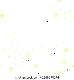 Light Yellow vector seamless cover with beautiful snowflakes. Modern geometrical abstract illustration with snowflakes. Trendy design for wallpaper, fabric makers.