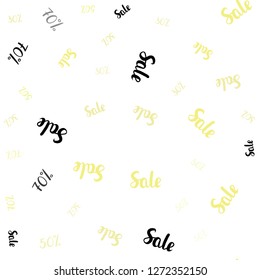Light Yellow vector seamless cover with symbols of 30, 50, 70 % sales. Colorful set of  percentage signs in simple style. Backdrop for mega promotions, discounts.