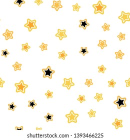 Light Yellow vector seamless cover with small and big stars. Glitter abstract illustration with colored stars. Template for business cards, websites.