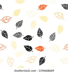Light Yellow vector seamless doodle pattern with leaves. Creative illustration in blurred style with leaves. Pattern for design of fabric, wallpapers.