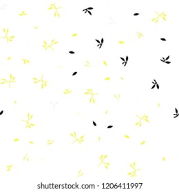 Light Yellow vector seamless doodle pattern with leaves. Decorative illustration with doodles on abstract template. Design for textile, fabric, wallpapers.