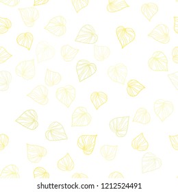 Light Yellow vector seamless doodle template with leaves. Modern geometrical abstract illustration with leaves. Template for business cards, websites.