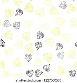 Light Yellow vector seamless doodle layout with leaves. Shining colored illustration with leaves in doodle style. Pattern for design of window blinds, curtains.