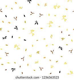 Light Yellow vector seamless doodle backdrop with leaves. Shining colored illustration with leaves in doodle style. Pattern for design of window blinds, curtains.