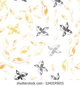 Light Yellow vector seamless doodle pattern with leaves. New colorful illustration in doodle style with leaves. Pattern for design of fabric, wallpapers.