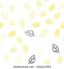 Light Yellow vector seamless doodle pattern with leaves. New colorful illustration in doodle style with leaves. Pattern for design of window blinds, curtains.