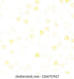 Light Yellow vector seamless doodle template with leaves. Sketchy doodles with leaves on blurred background. Pattern for trendy fabric, wallpapers.