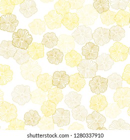 Light Yellow vector seamless doodle background with flowers. Colorful illustration with flowers in doodle style. Design for textile, fabric, wallpapers.