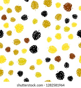 Light Yellow vector seamless doodle template with leaves. Shining colored illustration with leaves in doodle style. Design for textile, fabric, wallpapers.