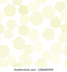 Light Yellow vector seamless doodle pattern with flowers. Glitter abstract illustration with flowers. Template for business cards, websites.