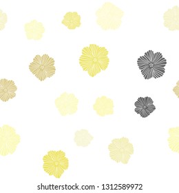 Light Yellow vector seamless doodle background with flowers. Abstract illustration with flowers in doodles style. Design for wallpaper, fabric makers.