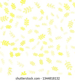 Light Yellow vector seamless doodle template with leaves, branches. Illustration with doodles on abstract template. Pattern for trendy fabric, wallpapers.