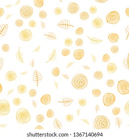 Light Yellow vector seamless doodle template with leaves and flowers. Colorful abstract illustration with leaves in doodle style. Pattern for trendy fabric, wallpapers.