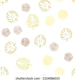 Light Yellow vector seamless doodle background with flowers, leaves. Brand new colored illustration with leaves and flowers. Texture for window blinds, curtains.