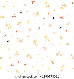 Light Yellow vector seamless elegant template with leaves. Shining colored illustration with leaves in doodle style. Template for business cards, websites.