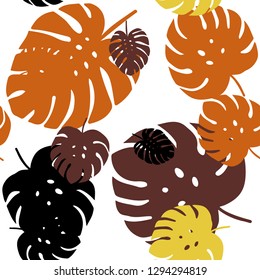 Light Yellow vector seamless elegant wallpaper with leaves. Shining colored illustration with leaves in doodle style. Pattern for design of fabric, wallpapers.