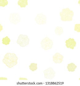 Light Yellow vector seamless elegant background with flowers. Glitter abstract illustration with flowers. Pattern for design of fabric, wallpapers.