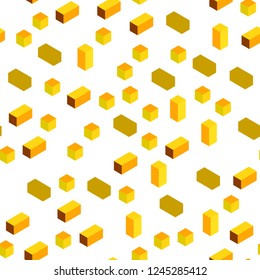 Light Yellow vector seamless, isometric pattern in square style. Decorative design in abstract style with rectangles. Design for textile, fabric, wallpapers.
