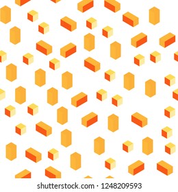 Light Yellow vector seamless, isometric pattern in square style. Illustration with set of colorful rectangles. Design for textile, fabric, wallpapers.