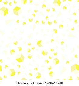 Light Yellow vector seamless, isometric template with crystals, squares. Lines, rhombus with colorful gradient. Texture for window blinds, curtains.