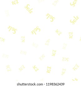 Light Yellow vector seamless layout with discount of 30%, 40%, 50%. Abstract illustration with colorful gradient symbols of sales. Backdrop for super sales on Black Friday.