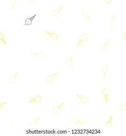 Light Yellow vector seamless layout with ice-cream set. Glitter abstract sketch with ice-cream cones. Pattern for ads of breakfast, lunch, dinner.