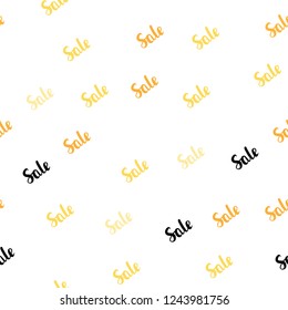 Light Yellow vector seamless layout with discount words. Illustration with signs of sales on abstract template. Template for season sales, shopping ads.