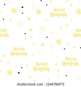 Light Yellow vector seamless layout with bright snowflakes. Shining colorful illustration with snow in christmas style. Trendy design for wallpaper, fabric makers.